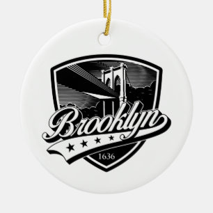Ornamento De Cerâmica Elegante Escudo do Brooklyn e Design Swoosh