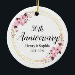 Ornamento De Cerâmica Elegante Floral 50º Aniversário de Casamento<br><div class="desc">Elegante Floral 50º Aniversário de Casamento Keepsasasasasasasakelcomemora seu marco elegante de aniversário de casamento com uma elegante manutenção que encapsula perfeitamente sua jornada romântica. Nosso Keepsael do Aniversário do Casamento é uma peça moderna e eterno projetada para casais que apreciam sua história de amor. Este enfeite elegante é mais do...</div>
