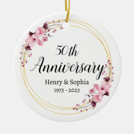 Ornamento De Cerâmica Elegante Floral 50º Aniversário de Casamento