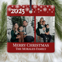 Elegante Foto Vermelha de 2 Lembranças Família Fot