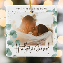 Elegante Greenery Feliz e Foto casada