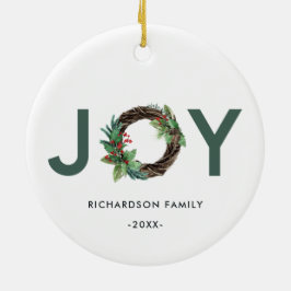 ORNAMENTO DE CERÂMICA ELEGANTE HOLLY BERRY RED VEREN JOY WREATH NATMAS