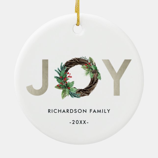 ORNAMENTO DE CERÂMICA ELEGANTE HOLLY BERRY SILVER JOY WREATH NATMAS (Traseira)