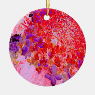 Ornamento De Cerâmica Elegante Hydrangea Limelight Roxa e Laranja