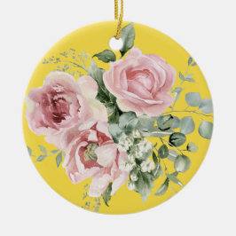 Ornamento De Cerâmica Elegante Memorial Rosa Cor-de-Rosa