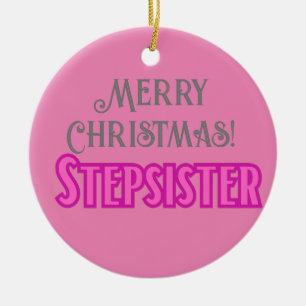 Ornamento De Cerâmica Elegante Na moda Texto Feliz, irmã de Natal