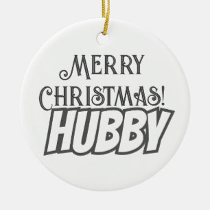 Ornamento De Cerâmica Elegante Na moda Tipografia Feliz Hubby de Natal