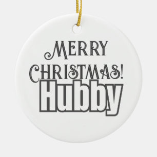 Ornamento De Cerâmica Elegante Na moda Tipografia Feliz Hubby de Natal
