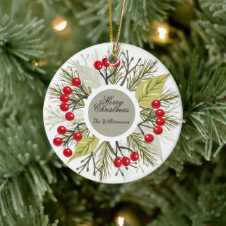 Ornamento De Cerâmica Elegante Natal/Feriado Editável