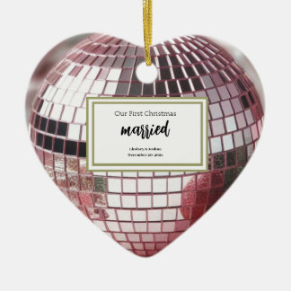 Ornamento De Cerâmica Elegante Natal Personalizado de Rosa para Recém-Ca