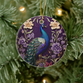 Ornamento De Cerâmica Elegante Peacock Em Purple William Morris Inspirou