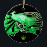 ORNAMENTO DE CERÂMICA ELEGANTE PEACOCK EM VERDE EMERALD<br><div class="desc">Design colorida e elegante com gemstones 3D brilhantes design gráfico digital por Búlgaro Lumini. Parte da nova coleção ARCADIA.</div>