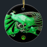 ORNAMENTO DE CERÂMICA ELEGANTE PEACOCK EM VERDE EMERALD<br><div class="desc">Design colorida e elegante com gemstones 3D brilhantes design gráfico digital por Búlgaro Lumini. Parte da nova coleção ARCADIA.</div>