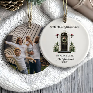 Ornamento De Cerâmica Elegante Primeiro Natal Moderno Em Uma Nova Casa F