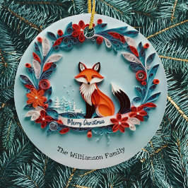 Ornamento De Cerâmica Elegante Raposa de Inverno Natal Temático Feliz Na