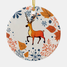 Ornamento De Cerâmica Elegante Reindeer Fall Deixa Férias Décor
