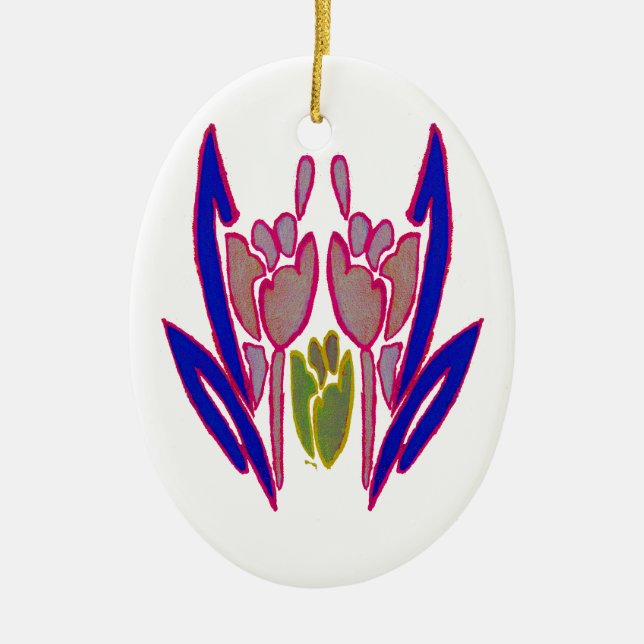 Ornamento De Cerâmica Elegante Rosa Watercolor Art Impressão (Frente)