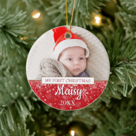 Ornamento De Cerâmica Elegante roteiro de Natal para foto de bebê