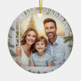 Ornamento De Cerâmica Elegante Roteiro Foto Estilosa Feliz Natal
