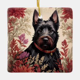 Ornamento De Cerâmica Elegante Scottish Terrier Dog Portrait