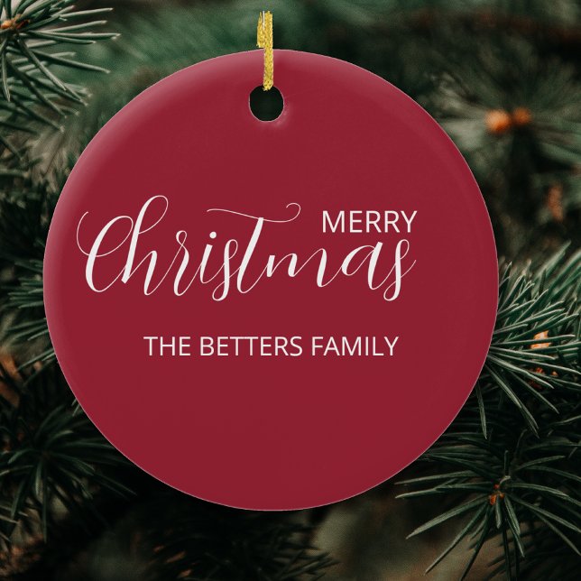 Ornamento De Cerâmica Elegante Simples Fosco Limpo Berry Natal (Criador carregado)