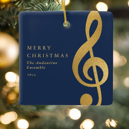 Ornamento De Cerâmica Elegante Trevo de Ouro Música Coro Natal