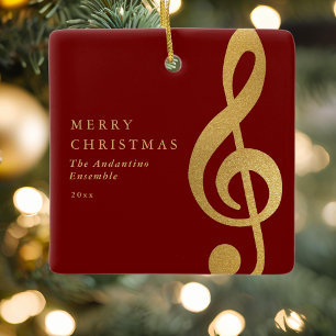 Ornamento De Cerâmica Elegante Trevo de Sol em Ouro Natal Coral Musical