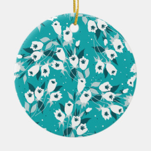 Ornamento De Cerâmica Elegante Tulip Flower Pattern Botanical Art Design