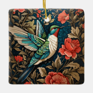 Ornamento De Cerâmica Elegante voador Hummingbird William Morris Inspira