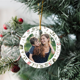 Ornamento De Cerâmica Elegante White Winter Greenery Wreath 1 Foto