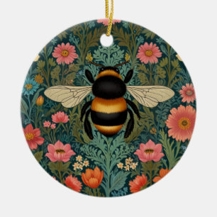 Ornamento De Cerâmica Elegantes flores boho retro de abelha primavera