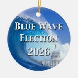 Ornamento De Cerâmica Eleição da Onda Azul 2026