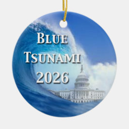 Ornamento De Cerâmica Eleição Tsunami Azul 2026