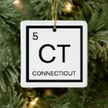 Ornamento De Cerâmica Elemento Periódico de Mesa do Connecticut<br><div class="desc">Mostre o seu lado nerd e o seu amor pelo seu estado/país natal com este design de símbolo químico de mesa periódica.</div>