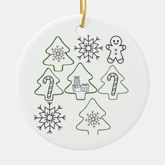 Ornamento De Cerâmica Elementos de Natal contorno (Frente)