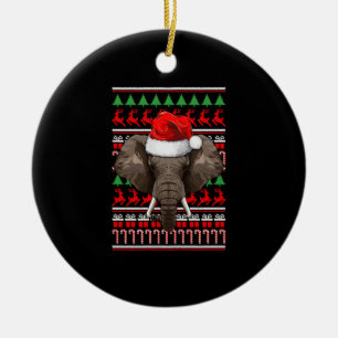 Ornamento De Cerâmica Elephant Santa Hat Cute Animal Feio Xmas