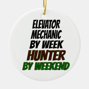 Ornamento De Cerâmica Elevator Mechanic ama Hunting