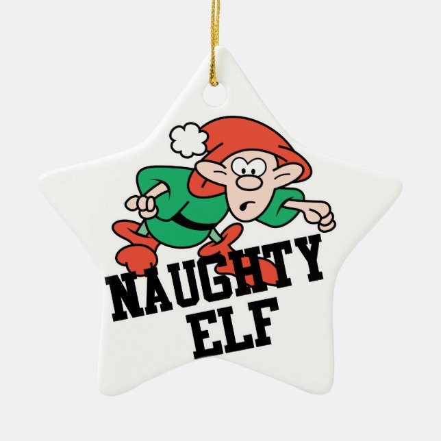 Ornamento De Cerâmica Elf de Natal travesso (Frente)