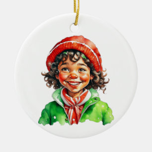 Ornamento De Cerâmica Elfo de Natal Vintage Personalizado