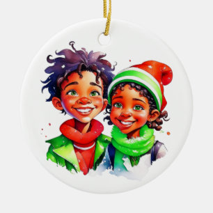 Ornamento De Cerâmica Elfo de Natal Vintage Personalizado