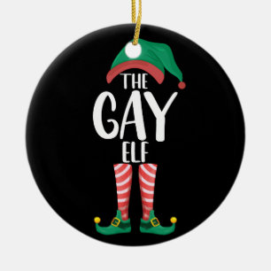 Ornamento De Cerâmica Elfo Gay LGTBQ Família Correspondente Festa de Nat
