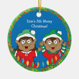 Ornamento De Cerâmica Elfos de Natal