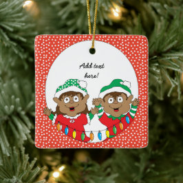 Ornamento De Cerâmica Elfos de Natal