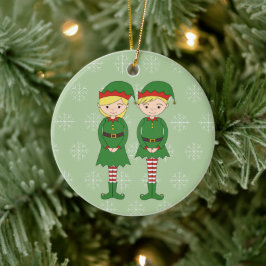 Ornamento De Cerâmica Elfos de Natal ilusima Flocos de Neve Verde