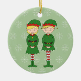 Ornamento De Cerâmica Elfos de Natal ilusima Flocos de Neve Verde