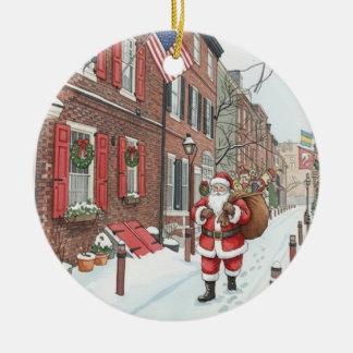 Ornamento De Cerâmica Elfreth's Alley em Philly no Natal 