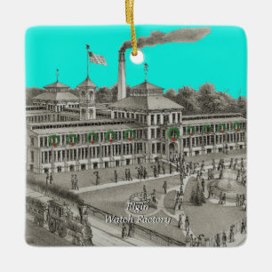 Ornamento De Cerâmica Elgin Watch Fatory Elgin Illinois 1871