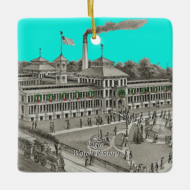 Ornamento De Cerâmica Elgin Watch Fatory Elgin Illinois 1871 (Frente)