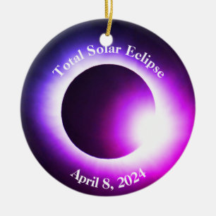 Ornamento De Cerâmica Elipse solar total 8 de abril de 2024 Sol da Lua