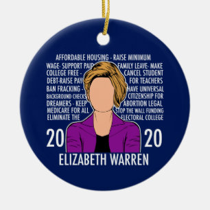 Ornamento De Cerâmica Elizabeth Warren 2020 Debate Democrático sobre a P